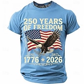  4. Juli 2026 250. Herren Lustig T Shirt Kurzarm T-Shirt 3D-Druck Rundhalsausschnitt Hemd Mode Designer Einfach Lässig Täglich Party Wasserblau Sommer Frühling Bekleidung S M L XL XXL XXXL