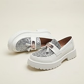 billige Loafers-Herre hvite glitter dusk loafers slip-on tykke såler pensko moteriktige formelle sko til bryllup, fester, banketter, skoleball og statement-antrekk
