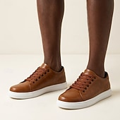 billige Uformelle joggesko-herre brune casual joggesko med snøring, minimalistiske, lave komfortsko for hverdagsbruk, reiser, pendling, helgeantrekk, friluftsliv og smart casual stil