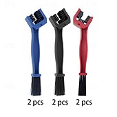 economico Accessori lavaggio auto-moto da 6 &amp;Spazzola per la pulizia della catena della bicicletta, strumento di manutenzione a 3 lati per ingranaggi, pignone e cassetta, kit di pulizia per MTB e bici da strada, 3 colori (blu, rosso,