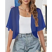 billige bryllup gjesteomslag-Sjal til kvinner Shrug Mors wraps Brudeomslag Bryllupsgjestens wraps Elegant damer Formell Stil Kortermet Chiffon Bryllup Wrap Med Ren Farge Til Daglig Vår sommer