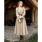  Mittelalterlich Renaissance Kleid langarm Pirat Wikinger Kostüm Damen Seeräuber Fantasie Halloween Karneval Leistung LARP Renaissance-Messe Erwachsene Kleid