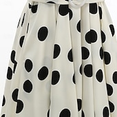 preiswerte Kleider-1950er Retro Vintage Rockabilly Midlänge Kleid Swing-Kleid Ausgestelltes Kleid Kurze Ärmel Einfarbig Tupfen Tailliert und ausgestellt Schaukel V Ausschnitt Kostüm Damen Lässig Party Alltagskleidung