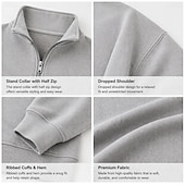 economico Felpe di base-Per uomo Maglia Felpa con cappuccio Maglione Felpa con zip corta Blu Grigio Colletto Mao Mezza zip Semplice Cerniera Casuale Quotidiano Sport &amp; Outdoor Streetwear Cool Abbigliamento Sportivo
