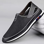 olcso Slip-On hétköznapi cipők-Férfi szürke hálós, bebújós, könnyű, lélegző, kényelmes, hétköznapi sétacipő férfiaknak, irodai alkalmi viseletre, vezetésre, utazásra, mindennapi viseletre és szabadidős kirándulásokra