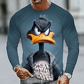  Ανδρικό μονόχρωμο μπλουζάκι με θέμα τα ζώα, μπλουζάκι με μακριά μανίκια, πουκάμισο με στρογγυλή λαιμόκοψη, αστείο, casual, καθημερινό, street, μπλε, μαύρο, κίτρινο, άνοιξη, φθινόπωρο, ρούχα, ένδυση