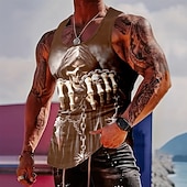 Χαμηλού Κόστους T-shirt Halloween-Tank Top Χάλοουιν για Άνδρες με Κρανίο με Χέρια Σκελετού και Αλυσίδες Γκόθικ Τρόμου Σκοτεινός Μοτοσικλετιστής Ροκ Μέταλ Graphic Muscle Fit Μη Κοντά Μανίκια Γυμναστήριο Fitness Στριτγουέρ Χαλαρός