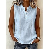  Pentru femei Cămașă Cămașă casual Boemia Vacanță Modă Fără manșon Crop Tops Casual Zilnic Muncă Albastru piscină Roz Îmbujorat Bej Vară Primăvară