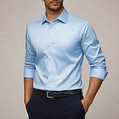 economico Camicie in raso da uomo-Per uomo Camicia Camicia in raso Camicia elegante Camicia con Bottoni Semplice Matrimonio Formale Blu chiaro Nero Bianco Verde Manica Lunga Bavero Tutte le stagioni Abbigliamento Puro