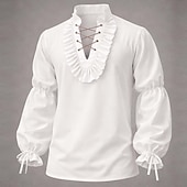  العصور الوسطى عصر النهضة قميص أكمام طويلة قرصان الفايكينج ملابس تنكرية رجالي الفايكينج قرصان عيد الرعب مهرجان أداء LARP رن فير للبالغين قميص