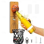 abordables Match de Football Mondial 2026-Ouvre-bouteille magnétique amusant en forme de ballon de foot/basket pour le frigo ou le mur, ouvre-bouteille mural avec filet de récupération des capsules, cadeau sportif original pour papa, petit