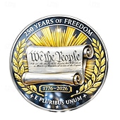 abordables U.S. 250-årsjubileum-U.S. 250th Anniversary Commemorative Coin 1776-2026, Semiquincentennial Patriotic Collectible, We the People &amp; Bald Eagle Design, Historical Gift for Independence Celebration