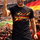  Maillot de football pour homme inspiré de l'Allemagne – T-shirt de supporter noir, rouge et or avec motif graphique, en tissu mesh respirant à séchage rapide et protection UPF 50+ pour la saison des