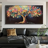 cheap Tree Oil Paintings-Mintura Handmade Textured Tree Flowers Oil Paintings on Canvas Wall Art Decoration Modern Abstract Pictures For Home Decor Rolled Frameless Unstretched Painting