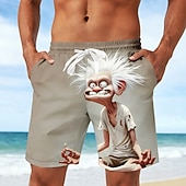 billige Retro Vintage &amp; Etikk-Herre Tegneseriefigurer Morsom Gammel mann Badeshorts Surfeshorts Medium Midje Retro / vintage utendørs Feriereise Hverdag Sidelommer Mesh fôr Elastisk snøring i midjen Designer Klær