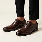 abordables Zapatos de Vestir Clásicos-Zapatos Oxford brogue de hombre color amarillo mostaza con puntera perforada, zapatos de vestir clásicos de estilo vintage para hombre, ideales para bodas, reuniones de negocios, fiestas y ocasiones formales.