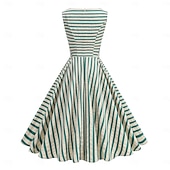 cheap Dresses-1950s Retro Vintage Midi Dress Swing Dress Flare Dress Sleeveless Striped Fit &amp; Flare Swing Round Neck Fancy Dress Women's Carnival Casual Party Dailywear Adults' Dress Spring &amp; Summer