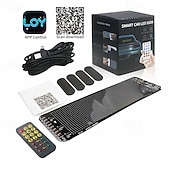 رخيصةأون أضواء الديكور-مصباح LED ضخم ساطع على شكل عيون شيطانية للسيارة، شاشة عرض رقمية مرنة قابلة للتمرير، تحكم عبر تطبيق بلوتوث، لافتة متجر LED متحركة بنمط نص مخصص للسيارات والفنادق والمدارس