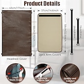 levne Potah na křeslo-Voděodolný potah na pohovku, potah na opěrku hlavy s elastickým popruhem a kapsou, chránič loketní opěrky, protiskluzový potah na opěrku hlavy křesla, chránič nábytku do obývacího pokoje, odolný, snadno se čistí