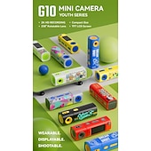 tanie Mini kamery-Mini kamera G10 dla dzieci i nastolatków, cyfrowa kamera wideo 2K HD z obiektywem obrotowym 230° &amp;Ekran TFT, kompaktowa, przenośna kamera do vlogów, modny prezent urodzinowy dla chłopców i dziewcząt z