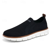 baratos Zapatos Casuales Slip-On-Men's Beige Slip-On Knit Shoes, Lightweight Breathable Casual Sneakers, Comfortable Outdoor Resort Footwear for Travel, Daily Walks and Summer Activities