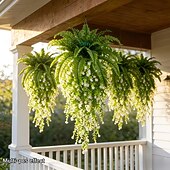 levne Umělé rostliny a zeleň-4 ks/sada umělých nástěnných závěsů s kamélií v kombinaci s bostonskými kapradinami, velká umělá venkovní zeleň a květiny, vhodné pro venkovní svatby, moderní zahradní dekorace