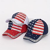  Baseballpet met Amerikaanse vlag en strass-steentjes, handgemaakt met strass-steentjes en studs, geschikt om het hele jaar door te dragen als pet voor woon-werkverkeer, ideaal voor