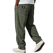 ieftine pantaloni casual-Bărbați Pantaloni Pantaloni Corduroy Pantaloni de iarnă Pantaloni casual Pantaloni largi Cordon Picior drept Culoare solidă Confort Απαλό Lungime totală Casual Zilnic În aer liber Modă Stil Clasic