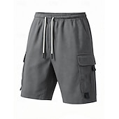 voordelige Vakantie-Voor heren Ladingbroek Cargoshorts Korte broek Casual korte broek Zak Elastische taille Effen Knielengte Casual Buiten Streetwear Modieus Streetwear Zwart Marineblauw Inelastisch