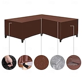 abordables Fundas para Muebles de Patio-Funda para muebles de jardín, funda para sofá esquinero en forma de L, funda impermeable para sofá de ratán, para muebles de jardín, conjunto de asientos, sofá esquinero, conjunto de salón esquinero,