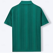 cheap Men's Smart Casual Shirts-Men's Shirt Casual Shirt Button Up Shirt Jacquard Shirt Blue Green Apricot Short Sleeve Plain Cuban Collar Casual Daily Buttons Clothing Apparel Viscose Elegant Fashion Casual