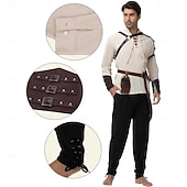 cheap Outfits-Medieval Renaissance Pants Waist Belt Shirt Long Sleeves Lace up Fancy Dress Men's Masquerade Party Renaissance Fair LARP Adults' Shirt Pants Shoulder Armor