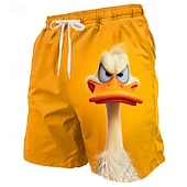  Bărbați Amuzant Rață animale de desene animate Boxeri înot Costume de baie Pantaloni scurți de baie Pantaloni Scurti Talie medie Hawaiană Vacanta la plaja Buzunare laterale Căptușeală din plasă Talie
