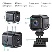 お買い得  屋内IPネットワークカメラ-ミニセキュリティカメラ Wi-Fi、1080p HD ワイヤレスベビーシッターカメラ、ナイトビジョン、動体検知アラート、回転式ブラケット付きポータブルペットモニター、屋内ホームオフィス監視用、ブラック