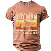 abordables T-shirts de loisir-Homme Vieil Homme Pickleball T-shirt Manche Courte T-shirt Impression 3D Col ras du cou Chemise Mode Quotidien Quotidien Rue Rouge Été Printemps Vêtement Tenue S M L XL XXL XXXL