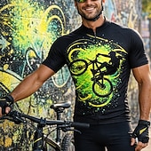 preiswerte Radtrikot Herren-Herren Radtrikot Abstrakt Fahhrad Kurzarm Fahhrad Trikot Oberteil mit 3 Gesäßtaschen UV-beständig Schnelltrocknend Mit Taschen Frontreißverschluss Sport Blau Orange Grün Bekleidung