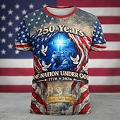 cheap Patriotic 250 T-shirts-4th of July 2026 250th Memorial Day Men's 3D Print US Flag Crew Neck Short Sleeve T-Shirt Daily Street