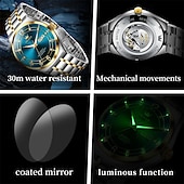 economico Orologi meccanici-Orologio automatico da uomo - lussuoso orologio da polso automatico da lavoro in acciaio inossidabile bicolore oro con datario, impermeabile, luminescente, regalo elegante per marito, papà e figlio
