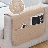 abordables Housse de canapé-Ensemble de 1 housse d'accoudoir imperméable gris foncé pour canapé, avec 2 grandes poches latérales pour télécommande TV, antidérapante, résistante et lavable, idéale pour le salon.