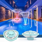 Недорогие Подводное освещение-Перезаряжаемый фонтан для бассейна с подсветкой, плавающий фонтан для надземного бассейна, насос для фонтана с якорем, модернизированный плавающий насос для фонтана в бассейне или пруду.