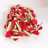 economico Articoli per la casa-100 mollette di legno a forma di cuore, perfette per lavori creativi, esposizioni di foto, bomboniere, decorazioni fai da te, piccole mollette per scrapbooking &amp;progetti artistici