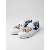  Adidași slip-on din pânză pentru femei cu steagul SUA cu ocazia aniversării de 250 de ani a Statelor Unite - imprimare patriotică cu steagul american încălțăminte casual ușoară și respirabilă pentru