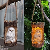 cheap Pathway Lights &amp; Lanterns-Outdoor Solar Waterproof Resin Animal Tree Stump Hanging Lanterns – Owl, Fox, Squirrel, Tree Hole, Santa Claus Decorative LED Lights for Garden, Yard, Lawn, Pathway, Patio – Ambient Landscape Lighting