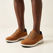 baratos Tênis Casuais-Tênis masculino casual de amarrar, marrom, confortável para corrida e caminhada, ideal para trabalho, viagens e uso diário.
