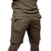 voordelige Sweat short-Voor heren Sweat short Korte broek Zomer korte broeken Casual korte broek Zak Elastische taille Effen kleur Comfort Ademend Knielengte Casual Buiten Vakantie Vakantie Modieus Zwart Wit Micro-elastisch