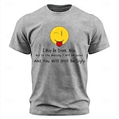  Camiseta masculina "Posso estar bêbado, mas de manhã estarei sóbrio e você continua feio" com estampa divertida e lavagem ácida. Manga curta, modelagem regular, ideal para festas e bares. Disponível