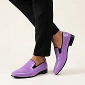 cheap Loafers-Men's Purple Patent Loafers Slip-On Dress Shoes Glossy Statement Footwear for Stylish Men, Weddings, Parties, Banquets, Prom and Evening Events