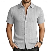 Χαμηλού Κόστους Ανδρικά Smart Casual πουκάμισα-Ανδρικά Πουκάμισο Casual πουκάμισο Πουκάμισο με κουμπιά Πουκάμισο ζακάρ Μαύρο Λευκό Πράσινο Ανοικτό Βαθυγάλαζο Καφέ Κοντομάνικο Σκέτο Κολάρο Πουκαμίσου Causal Καθημερινά Ζακάρ Ρούχα