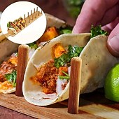 olcso Grillek és szabadtéri főzés-Fa toronytartó, fa toronytartó tálcákhoz, bambusz mexikói burrito tálca, 8 puha vagy kemény héjú tortilla befogadására alkalmas, kukorica tortillához is alkalmas, éttermekbe, partikra alkalmas