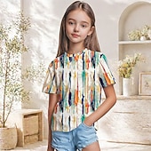 abordables Vision 3D de la Fille &amp; Éclat-Fille 3D Graphique Géométrique T-shirt Manche Courte Impression 3D Été Printemps Sports Mode Streetwear Enfants 5-12 ans Col Rond Occasionnel Quotidien Extérieur Coupe régulière